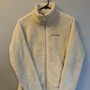 Columbia Beach Forest Cream Mock Neck Full Zip Fleece Jacket Sz S